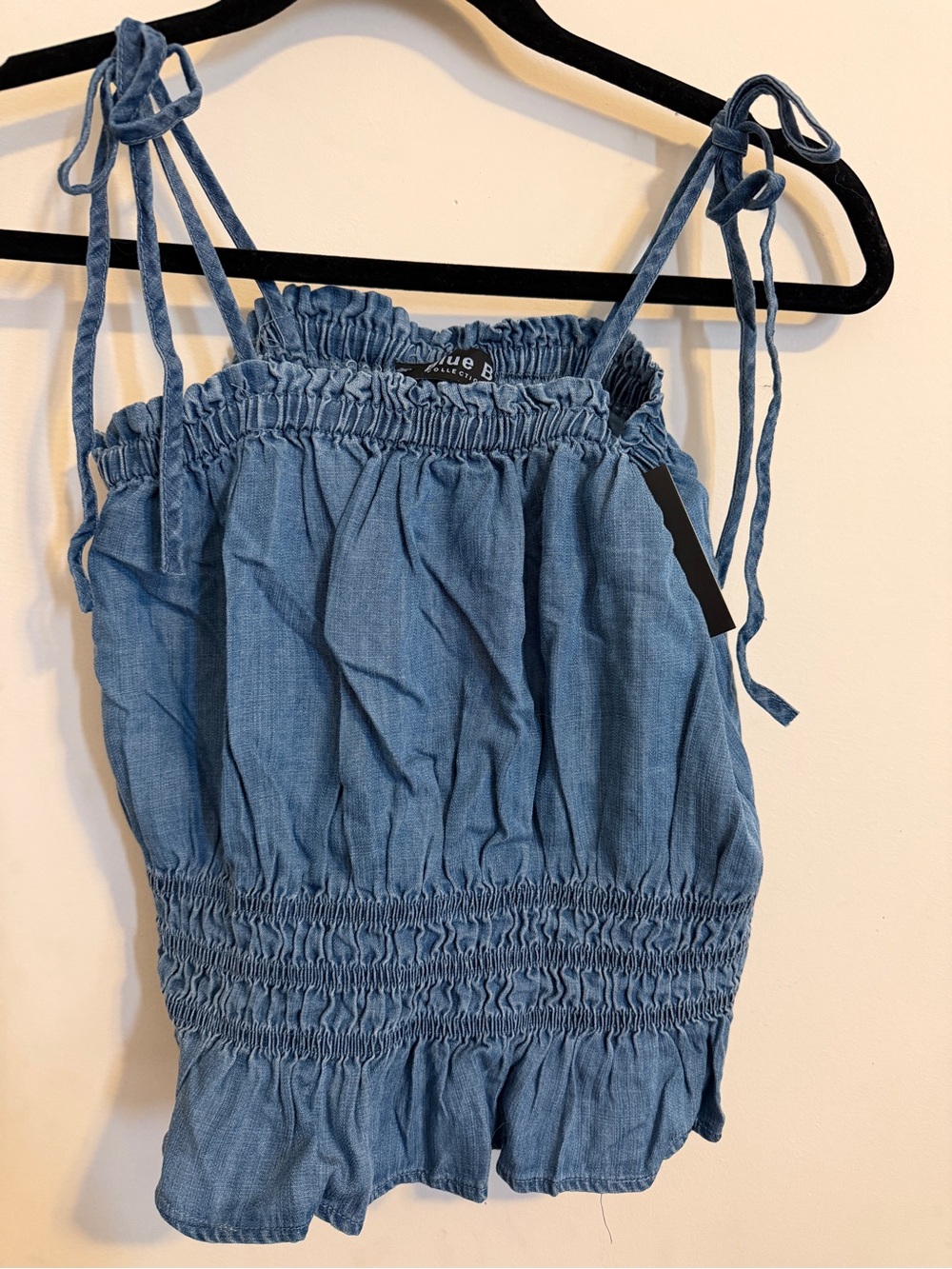 Blue Denim-Look Smocked Tank Top by Blue B Size Small BNWT
